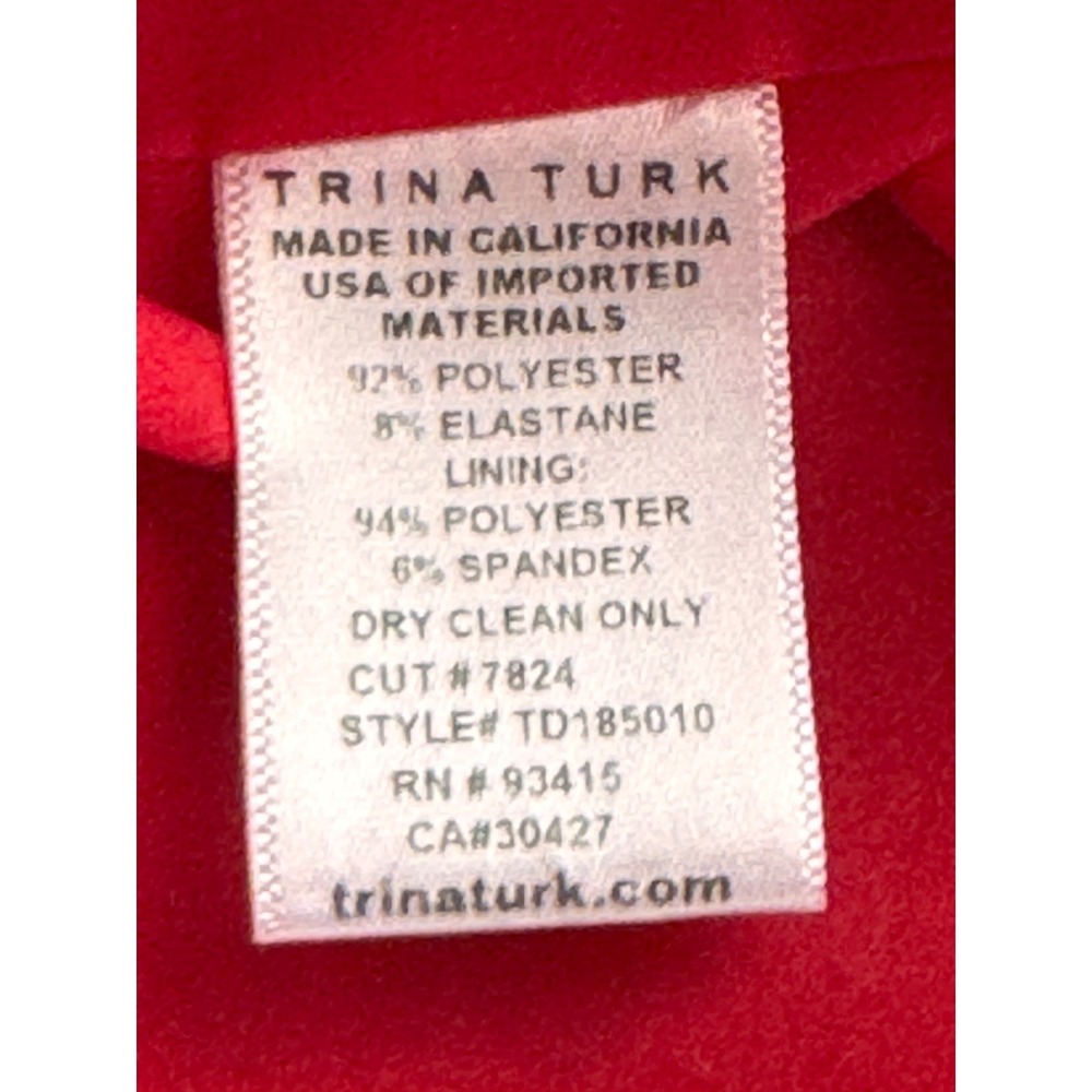Trina Turk Red Ruffle Wrap Dress TD185010 Size 8 - Picture 7 of 8